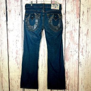 AUTHENTIC True Religion Denim Y2K Bootcut Logo USA Made Jeans Size 33 x 33 EUC